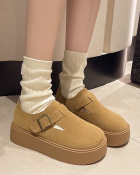 Lazy round thick crust Japanese style shoes for women