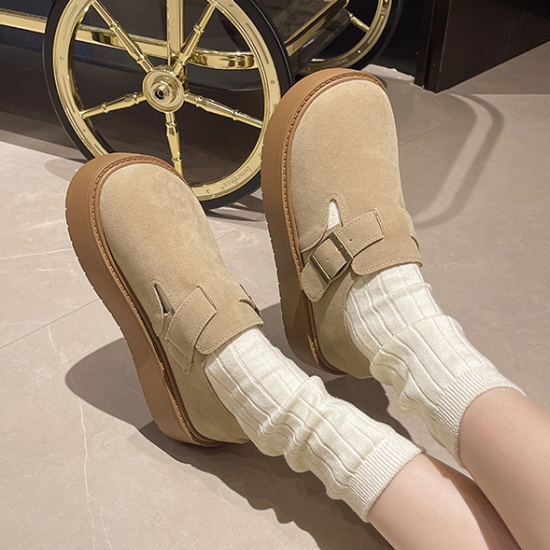 Lazy round thick crust Japanese style shoes for women