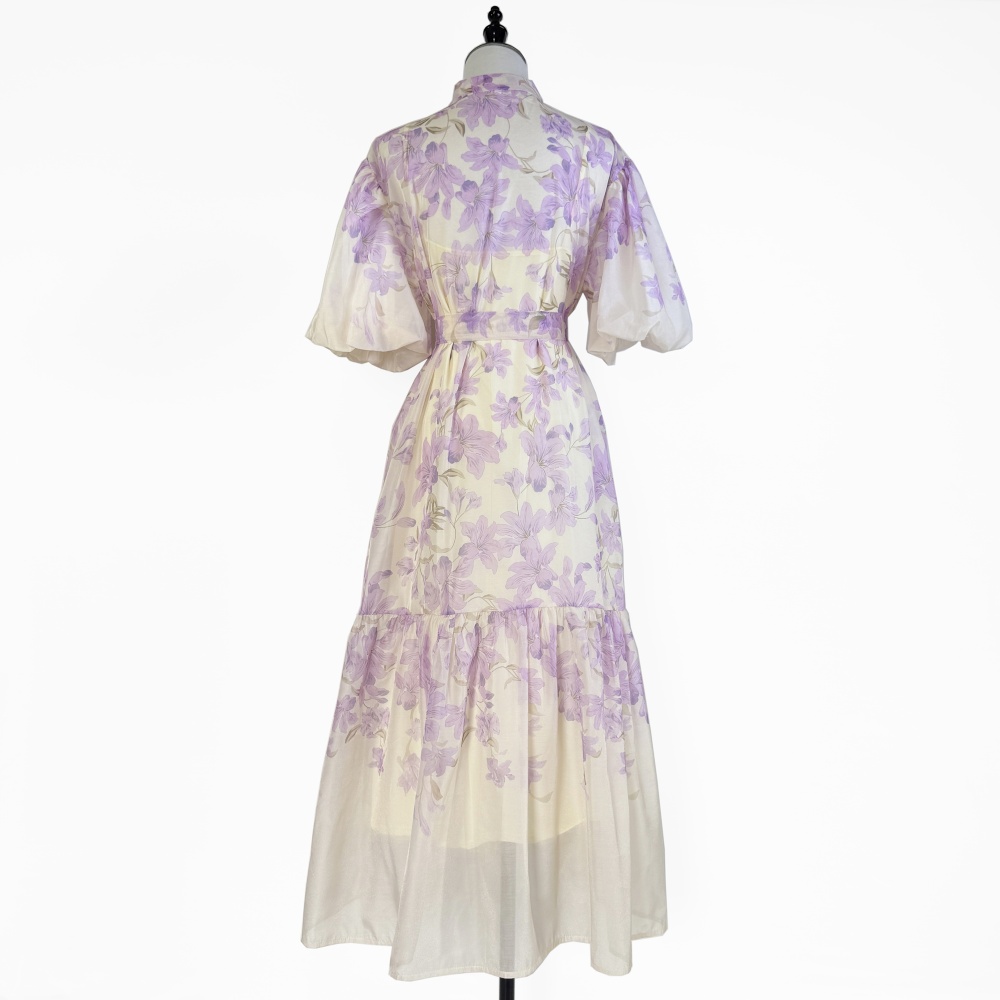Cstand collar dress short sleeve long dress 2pcs set
