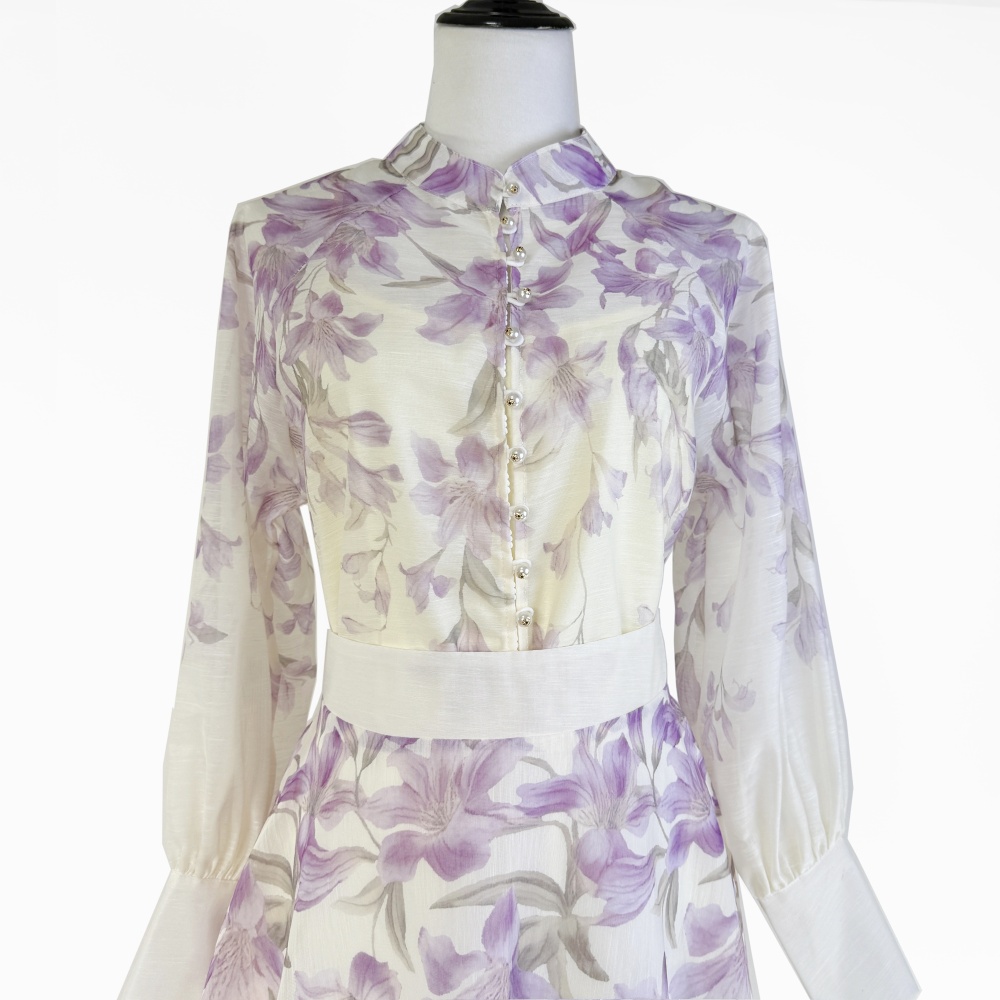Big skirt skirt cstand collar shirt 3pcs set for women