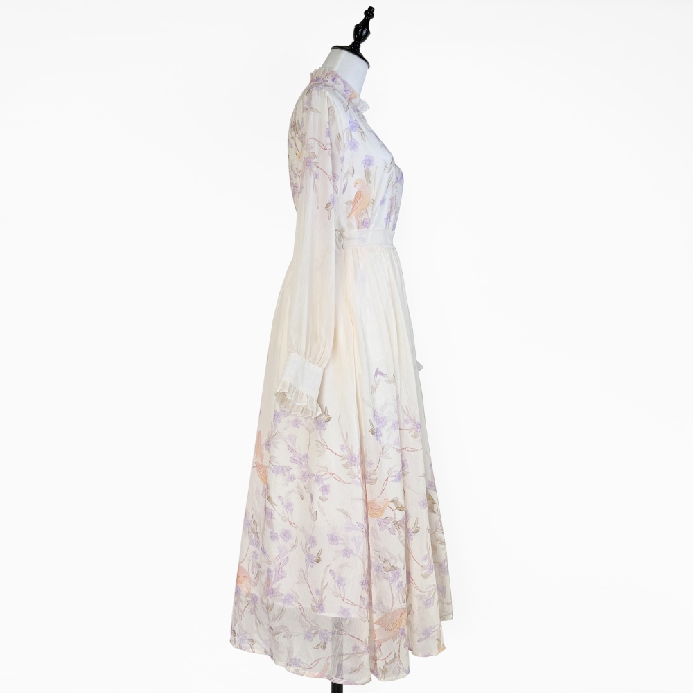 Printing big skirt fungus skirt elegant high waist shirt a set
