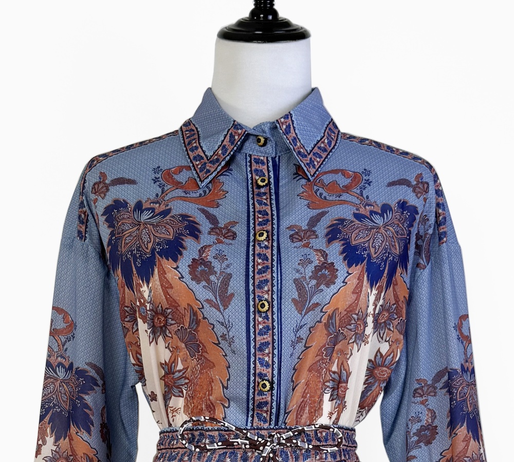Vacation printing shorts high waist loose shirt 2pcs set