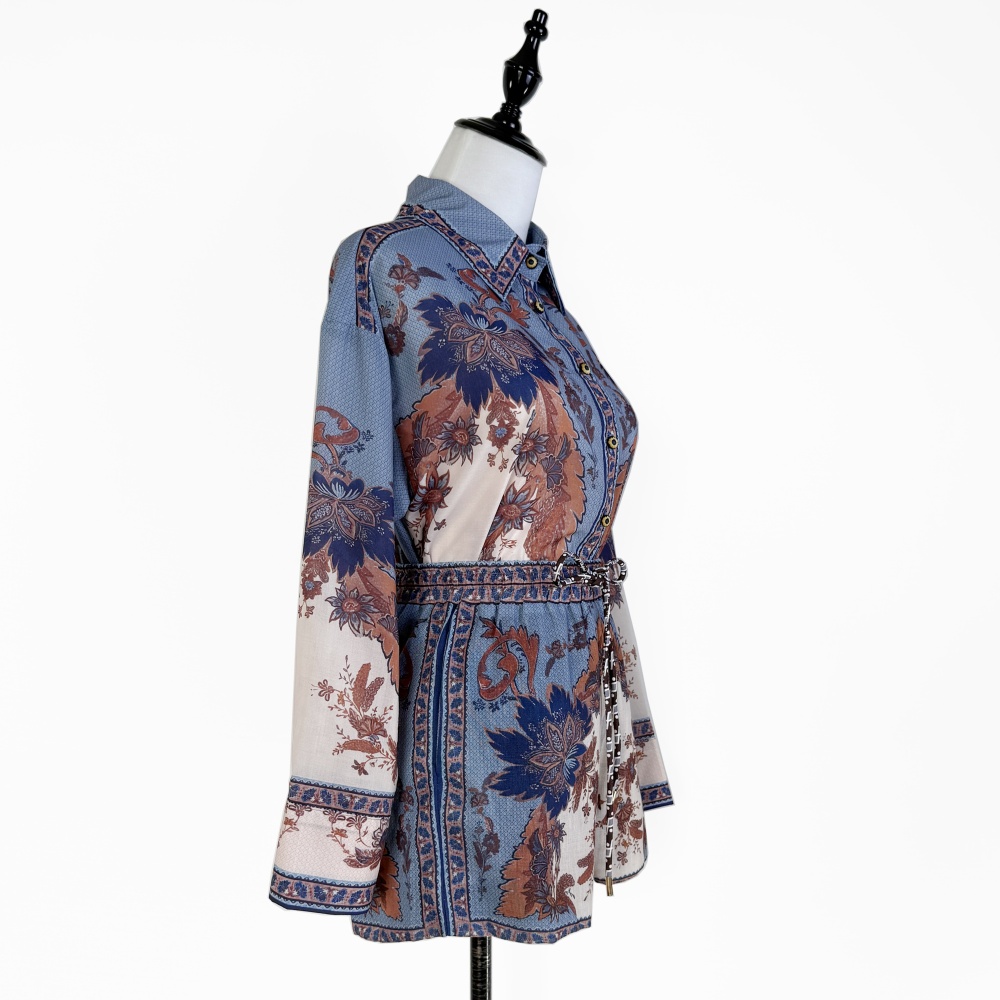 Vacation printing shorts high waist loose shirt 2pcs set