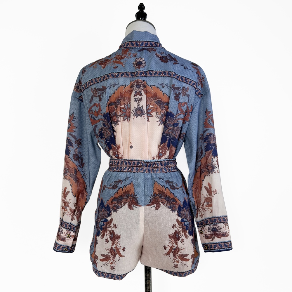 Vacation printing shorts high waist loose shirt 2pcs set