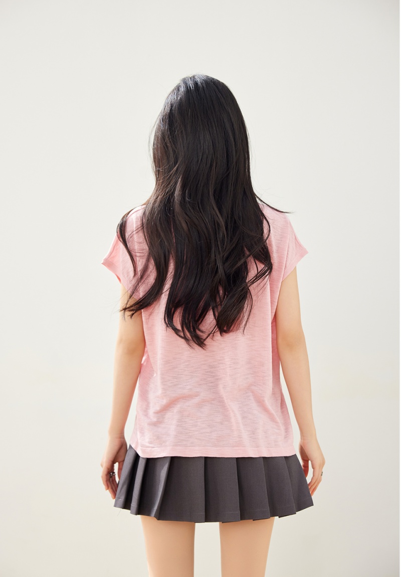 Embroidery summer cartoon tops thin ice silk sweater