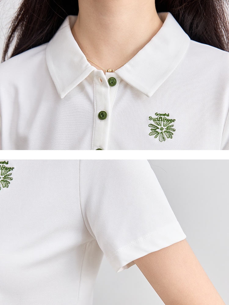 Short sleeve commuting embroidered T-shirt for women