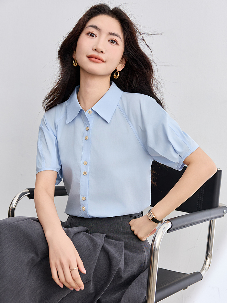 Pure cotton simple tops France style small shirt