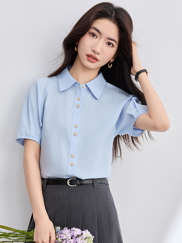 Pure cotton simple tops France style small shirt