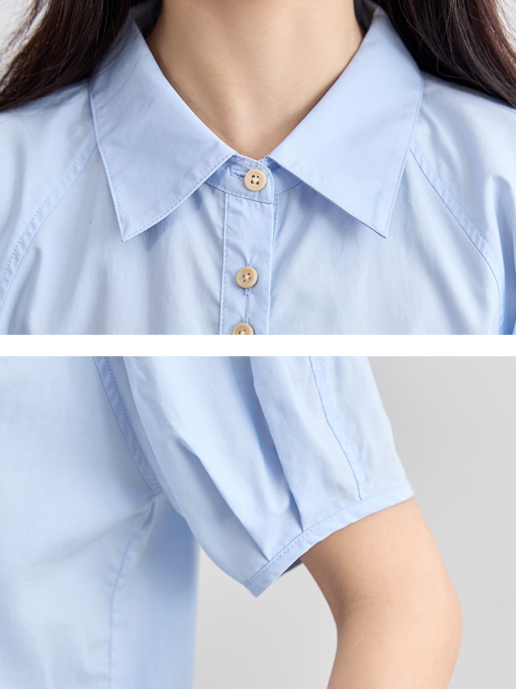 Pure cotton simple tops France style small shirt