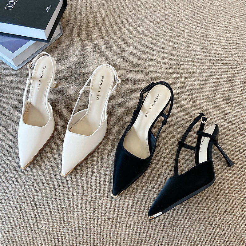 Profession buckle sexy shoes low pointed fine-root sandals