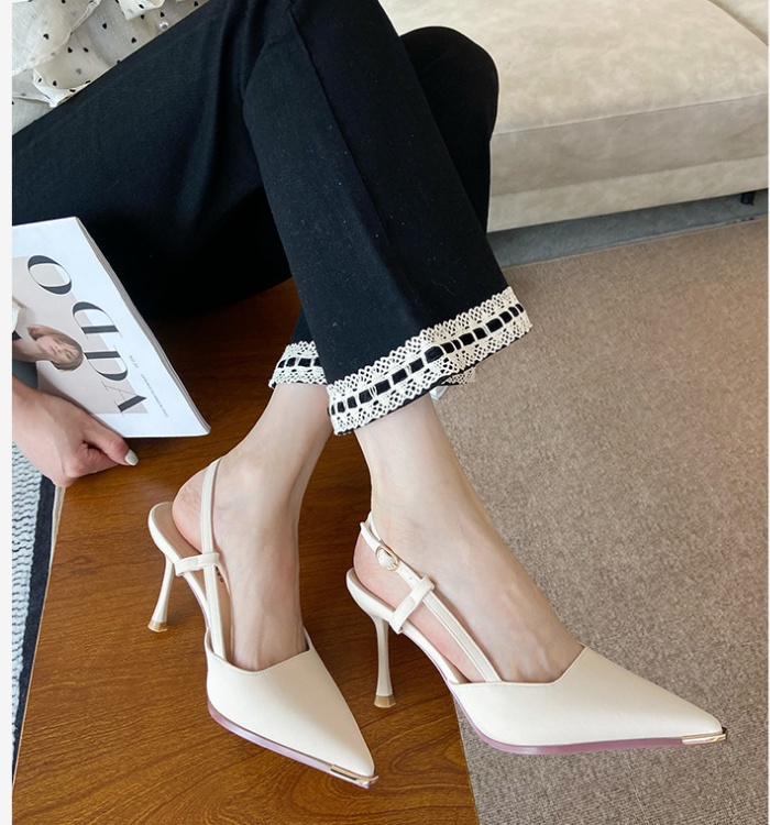 Profession buckle sexy shoes low pointed fine-root sandals