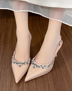 France style fine-root rhinestone sandals for women