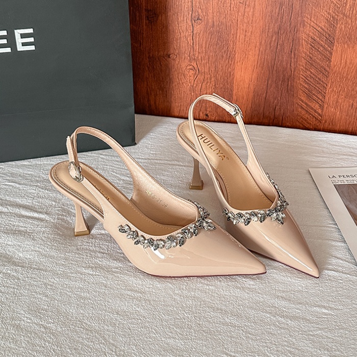 France style fine-root rhinestone sandals for women