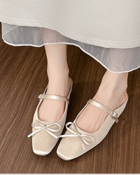 Bow square head France style shoes for women