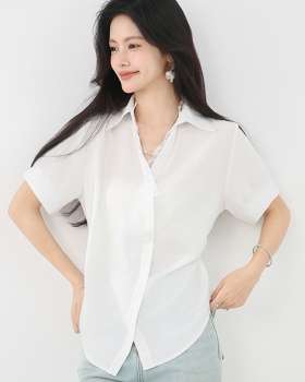 Temperament commuting shirt white unique tops for women