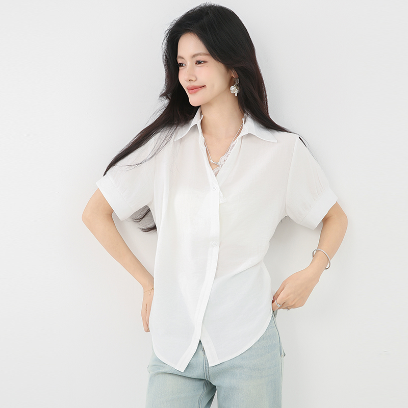 Temperament commuting shirt white unique tops for women