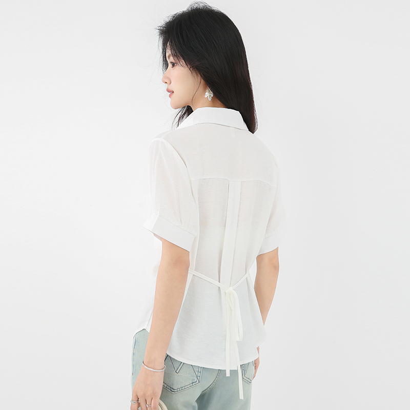 Temperament commuting shirt white unique tops for women