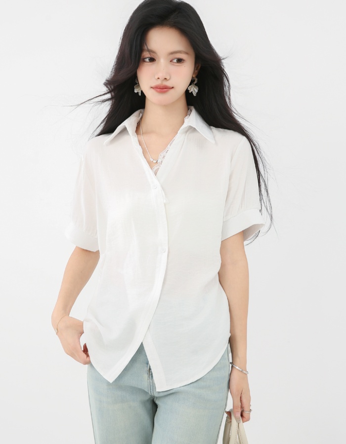 Temperament commuting shirt white unique tops for women
