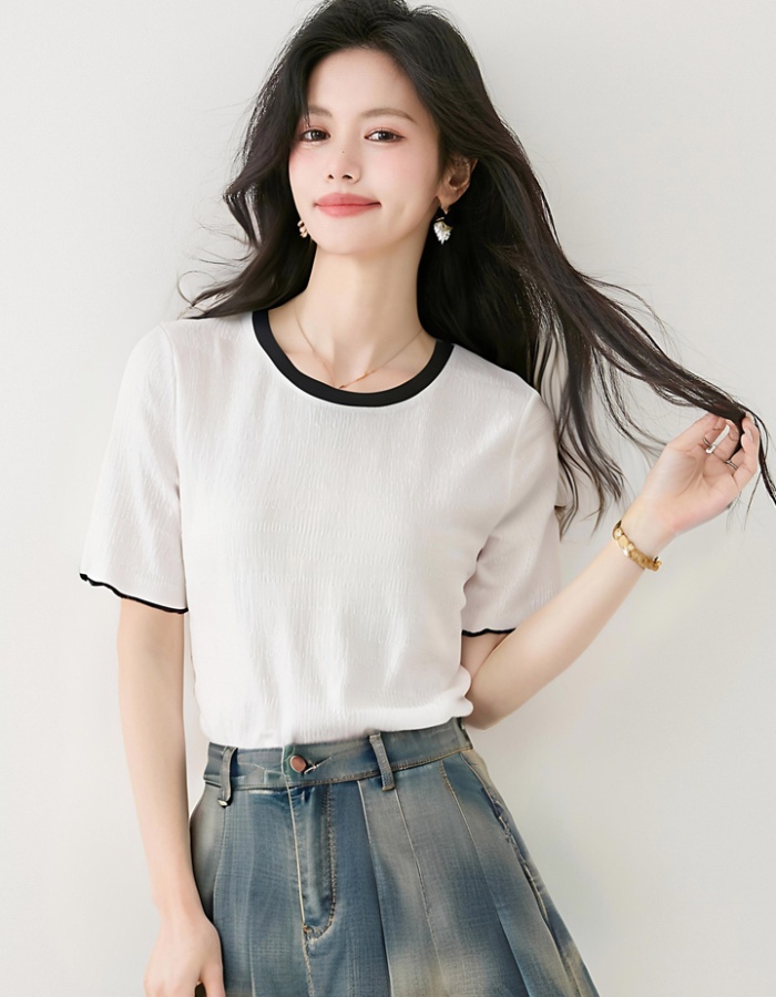 All-match short tops white chiffon shirt