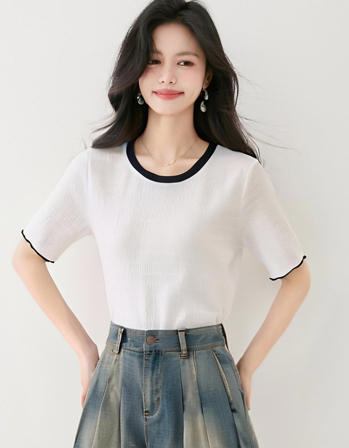All-match short tops white chiffon shirt