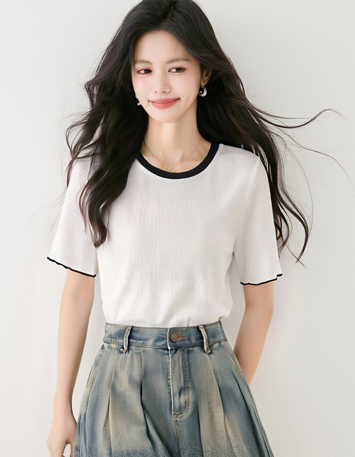 All-match short tops white chiffon shirt