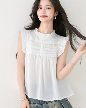 Lace boats sleeve shirt all-match tops for women