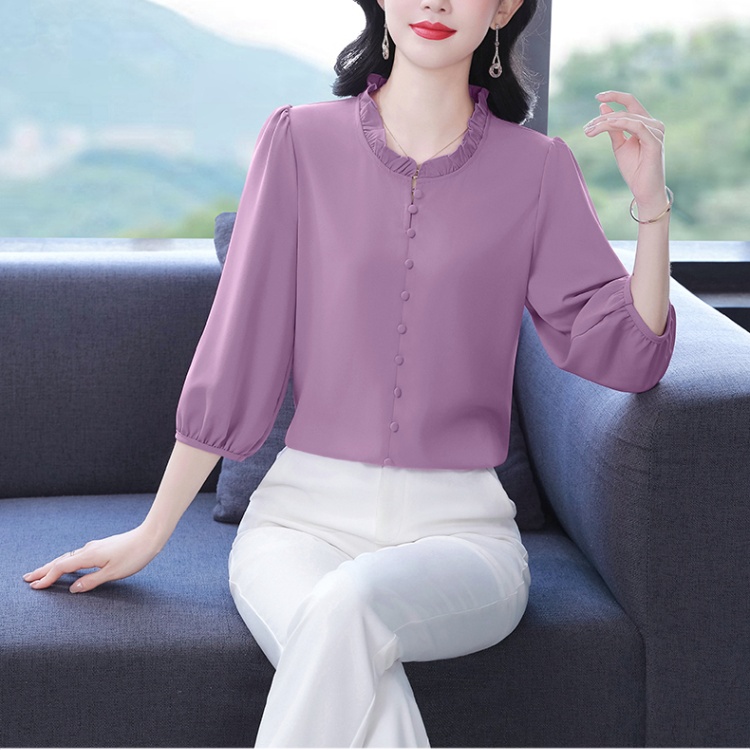 All-match chiffon shirt silk loose tops for women