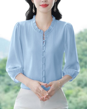 Silk chiffon tops Cover belly loose shirt for women