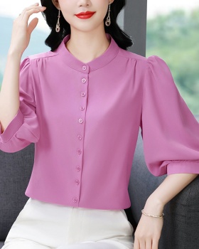 Spring and summer chiffon tops silk small shirt for women