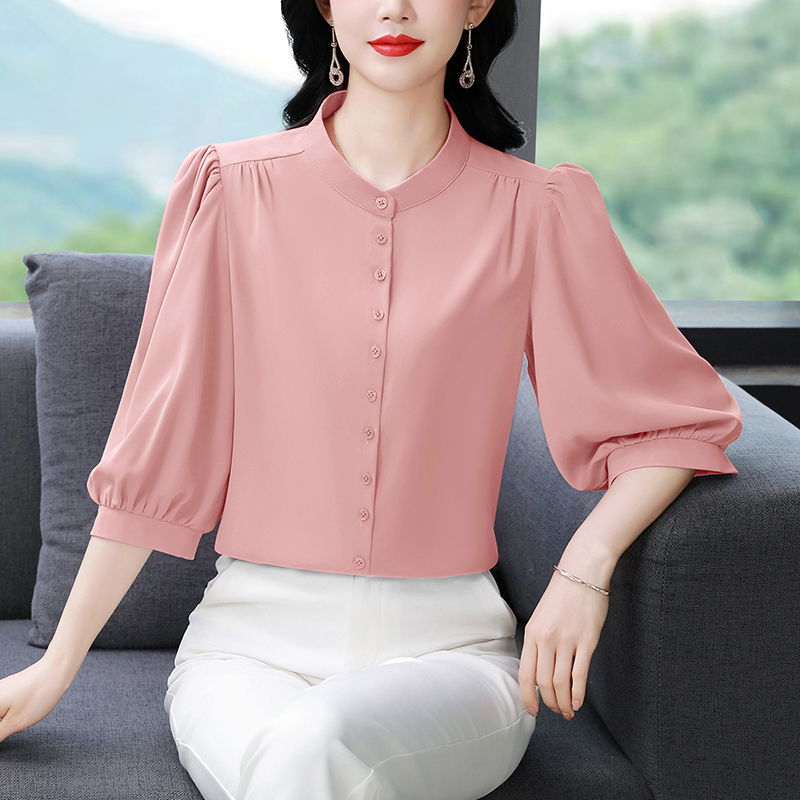 Spring and summer chiffon tops silk small shirt for women