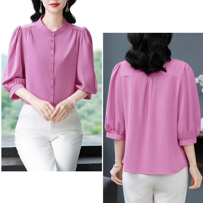 Spring and summer chiffon tops silk small shirt for women