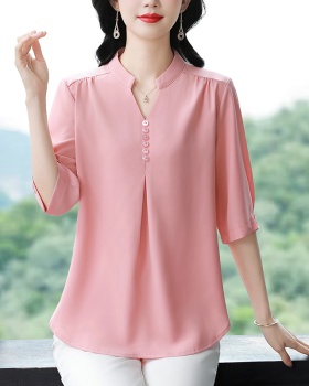 Western style spring and summer tops silk shirt for women