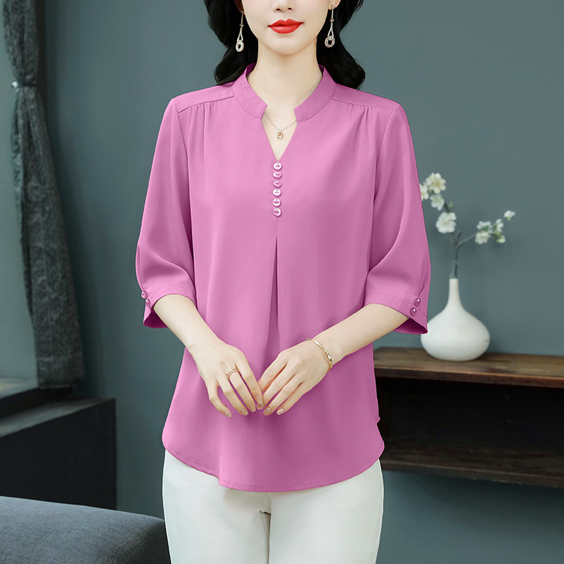 Western style spring and summer tops silk shirt for women