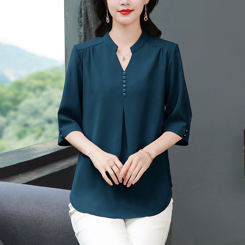 Western style spring and summer tops silk shirt for women