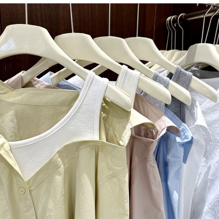 Pseudo-two irregular loose shirt for women