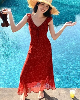 Floral boats sleeve dress sexy long dress for women