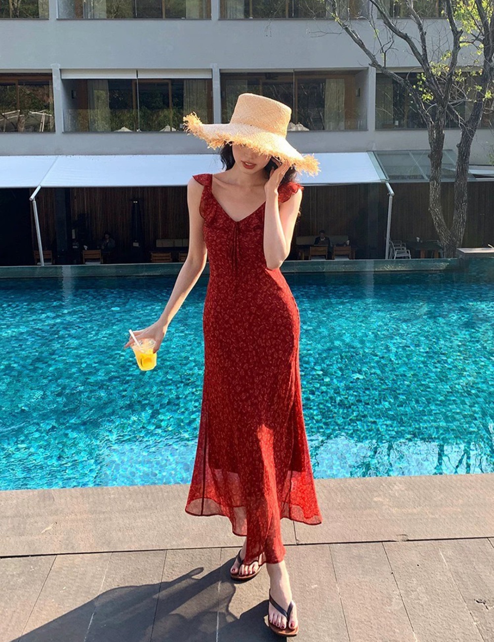 Floral boats sleeve dress sexy long dress for women
