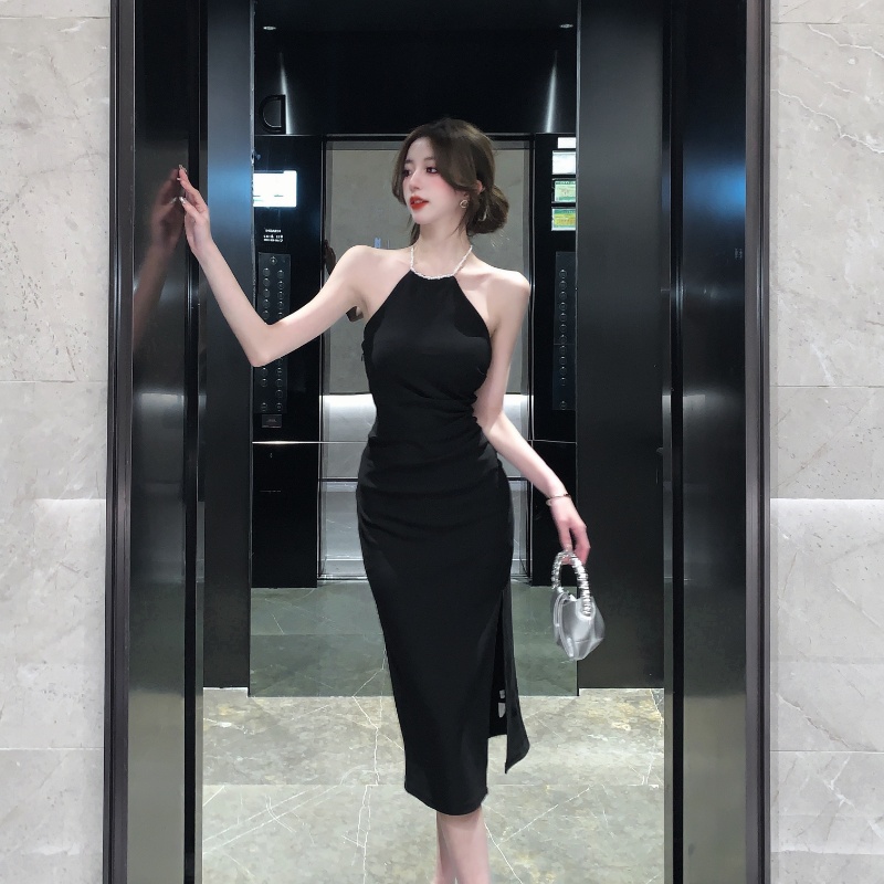 High waist slim pearl spicegirl sexy dress