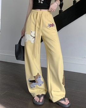 Summer embroidery pants high waist casual pants for women