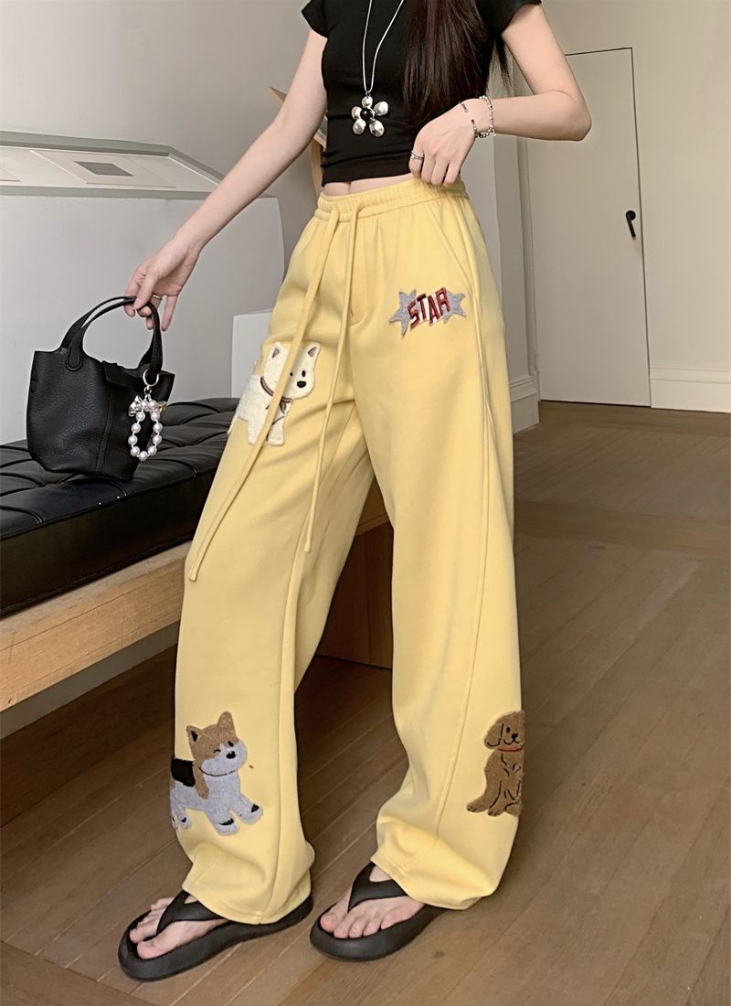 Summer embroidery pants high waist casual pants for women