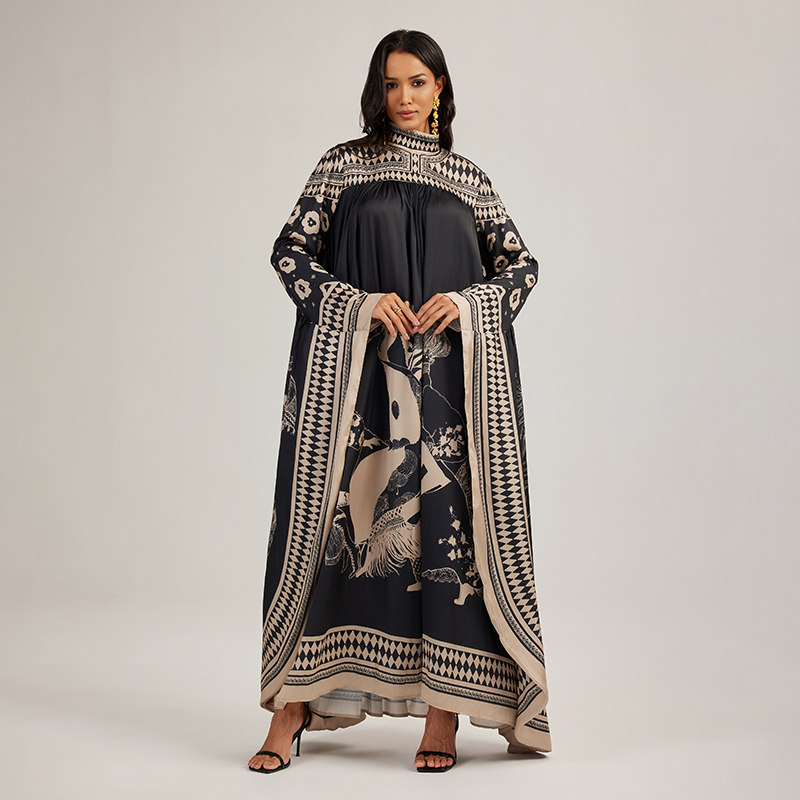 Bat printing France style shirts long big skirt dress