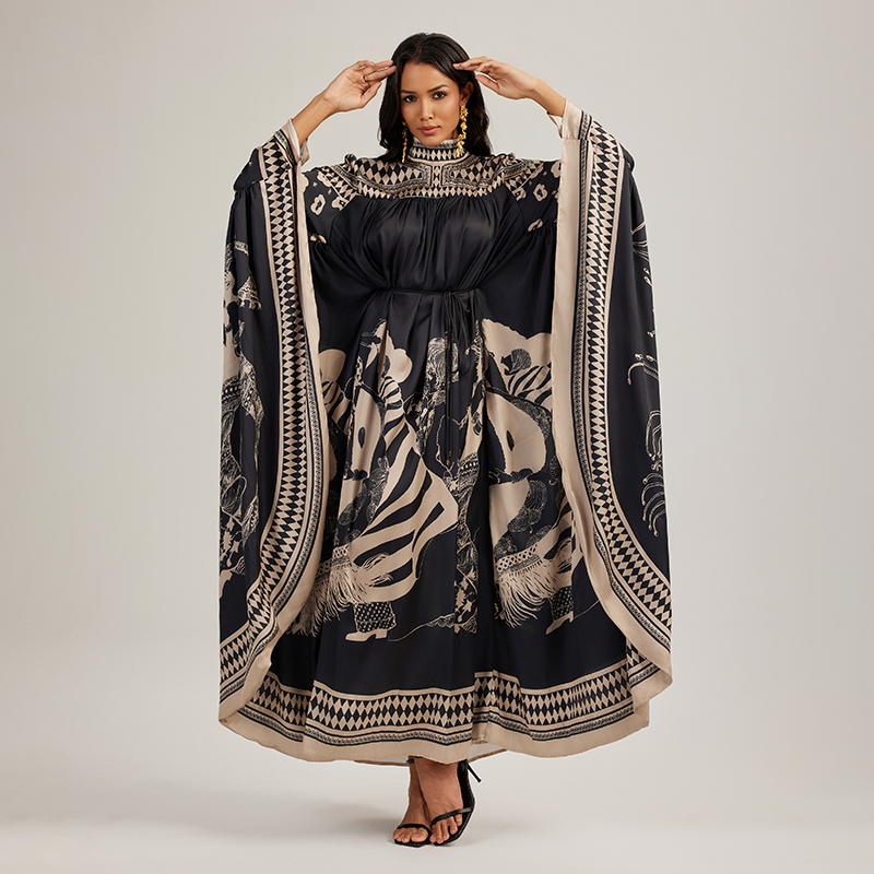 Bat printing France style shirts long big skirt dress