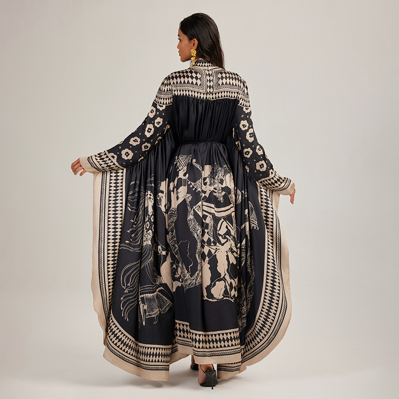 Bat printing France style shirts long big skirt dress