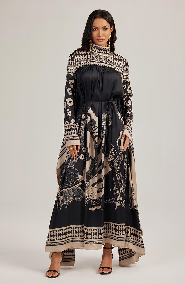 Bat printing France style shirts long big skirt dress