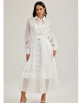 France style lace long dress with sling court style dress