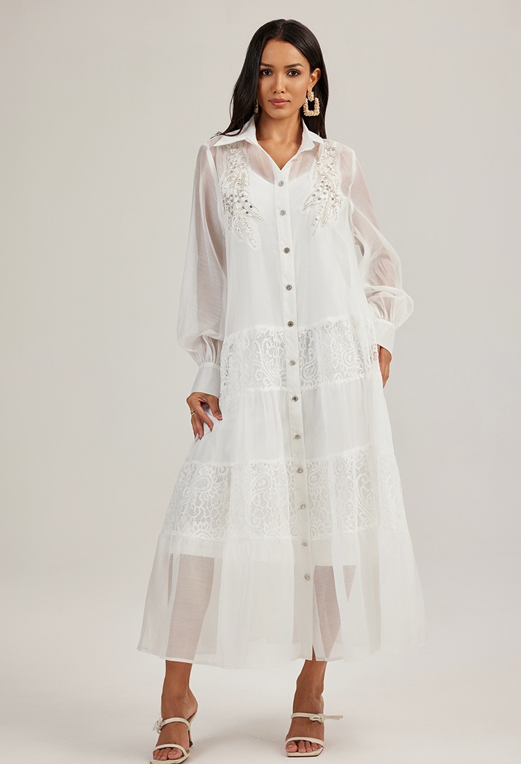 France style lace long dress with sling court style dress
