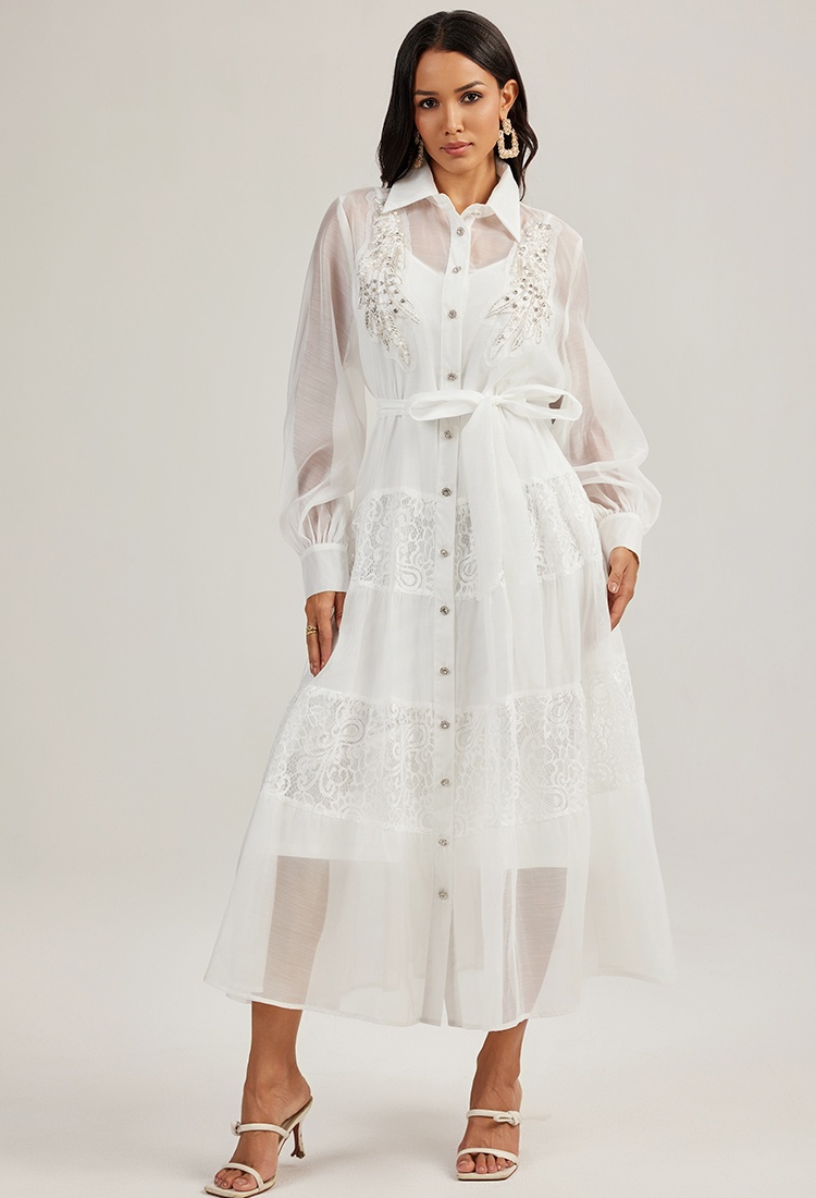 France style lace long dress with sling court style dress