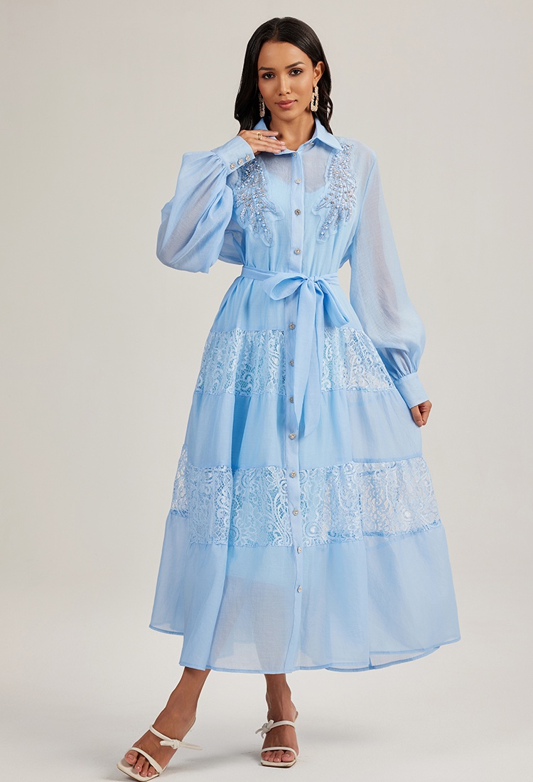 France style lace long dress with sling court style dress