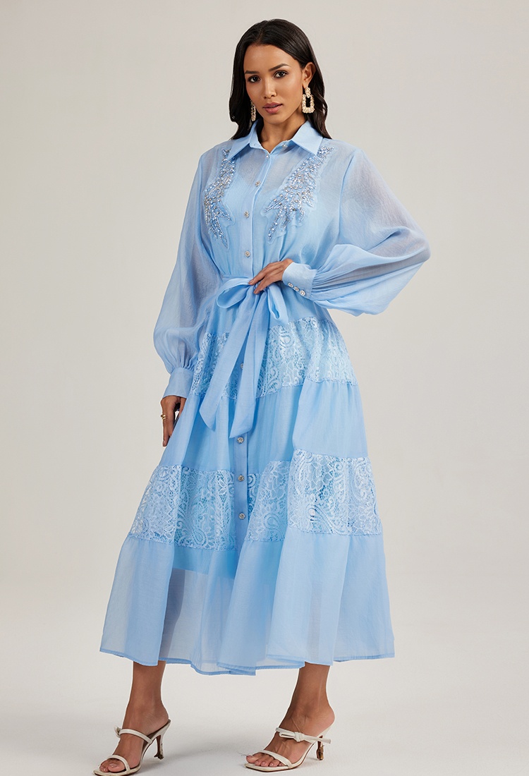 France style lace long dress with sling court style dress