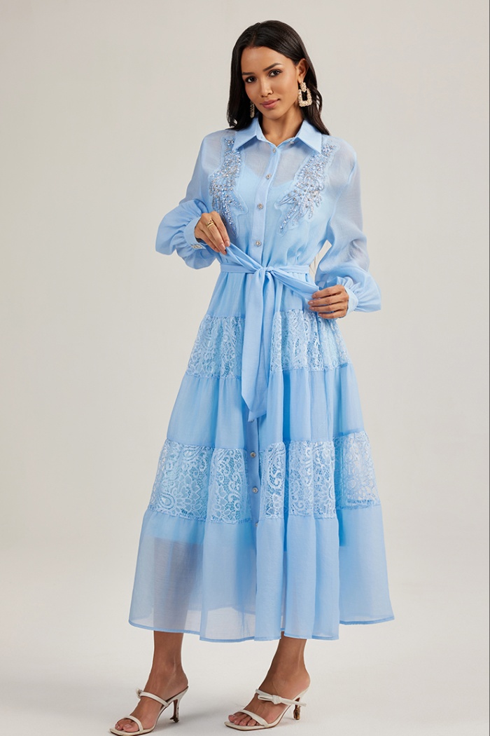 France style lace long dress with sling court style dress